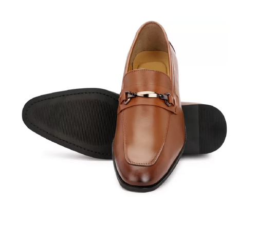 Pure Leather Comfortable Casual Shoes For Men's(Color-Tan)(UK Size-10)