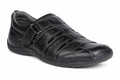 Men's Black Leather Fisherman-Style Sandals